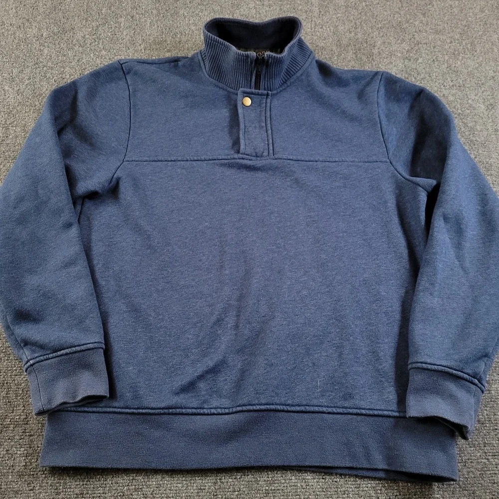 Orvis Men's Signature Fleece Jacket Men's M 1/4 Zip Snap Sweatshirt Blue 615914